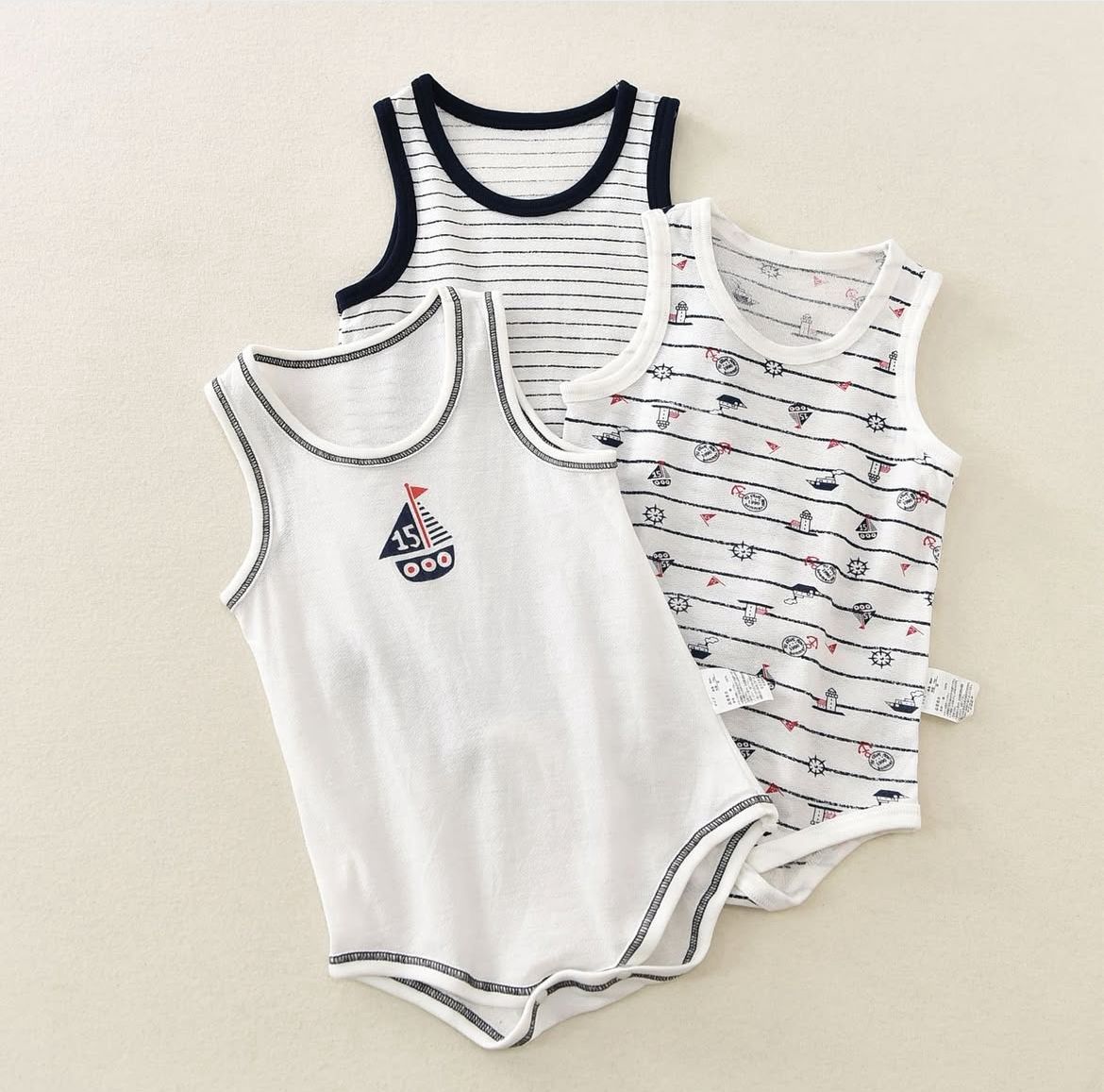 3 pieces cotton marine onesies