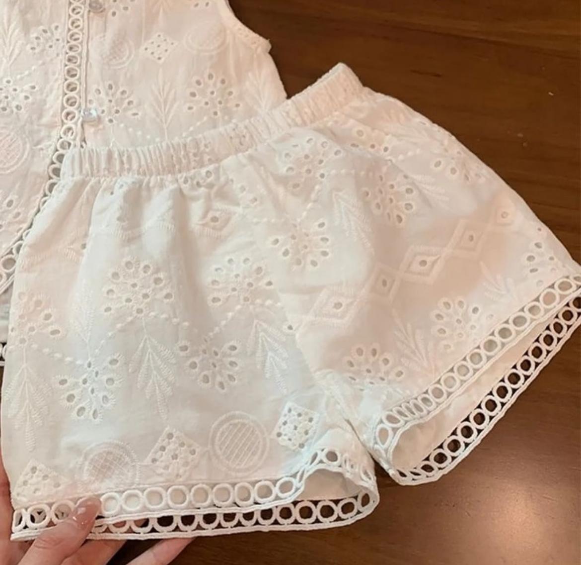 white shorts and top set