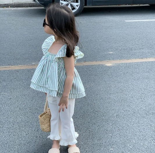 Striped ruffle top with matching ruffle pants