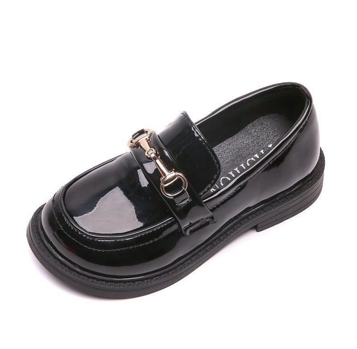 Black patent loafers