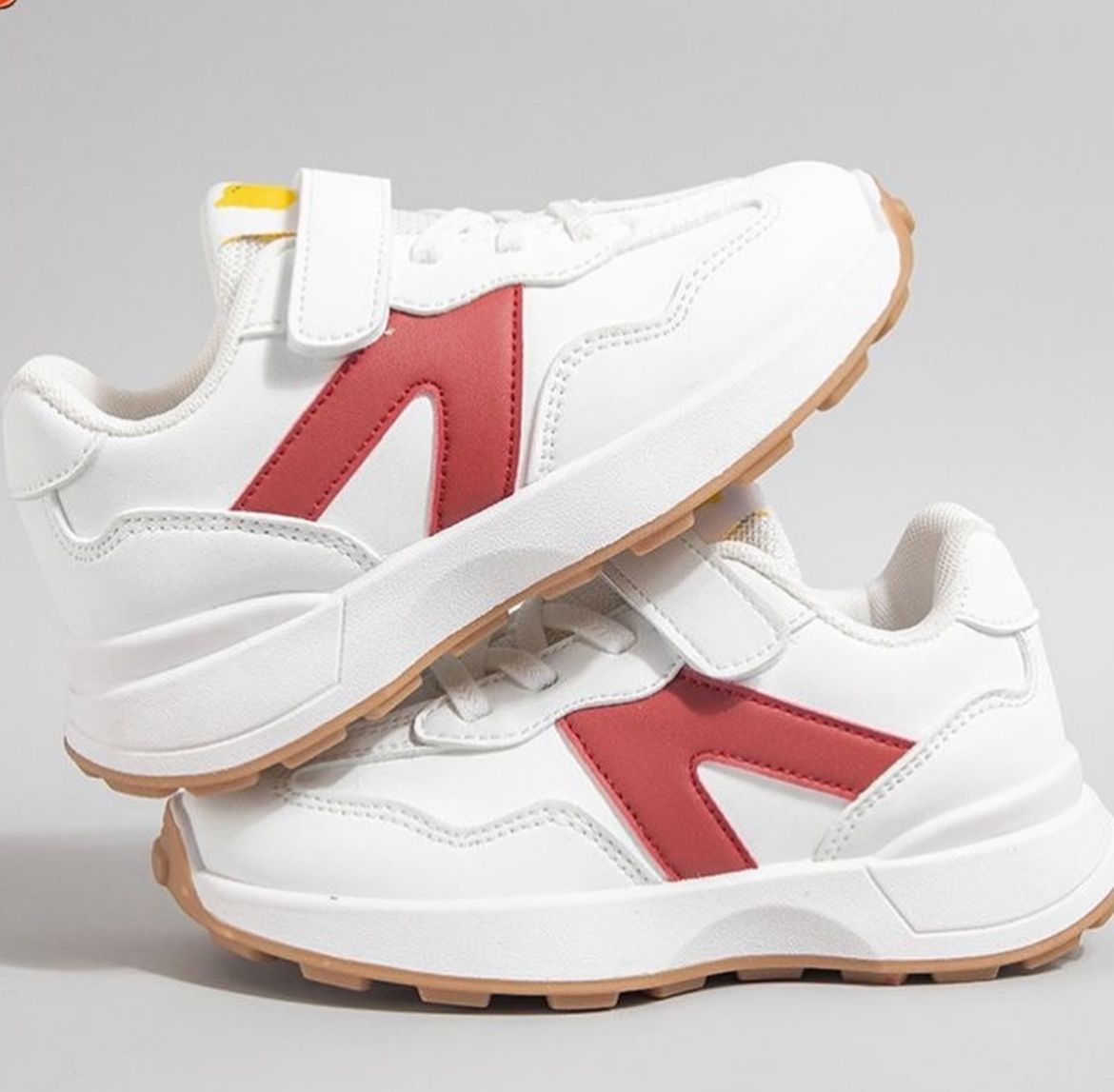 White and red unisex shoes